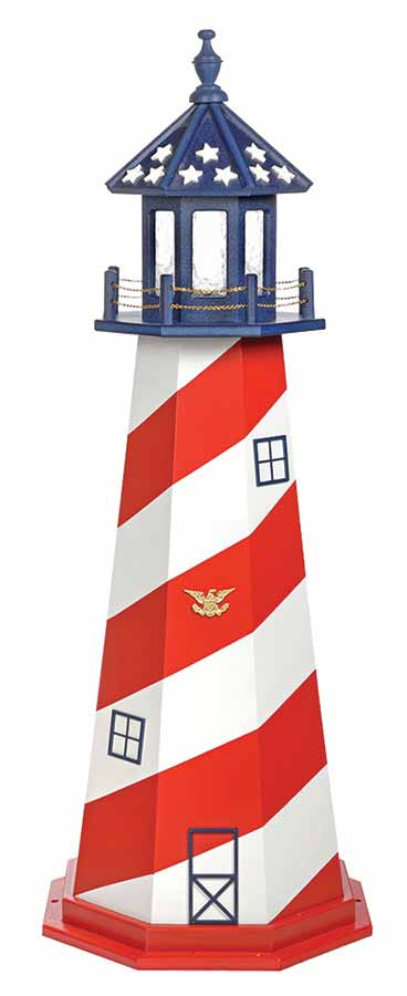 Patriotic Cape Hatteras lighthouse design with red and white spiral