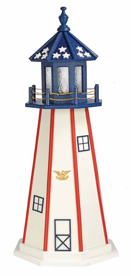 Patriotic lighthouse, standard stripes design