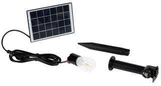 Solar LED light kit with solar panel and ground spike